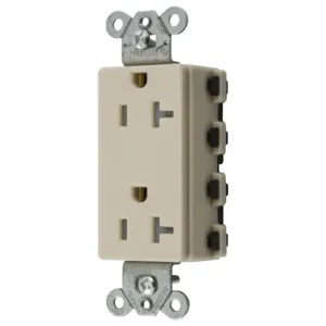 HUBBELL WIRING DEVICE-KELLEMS SNAP2162ITRA Style Line Receptacle, 20A 125V, 2-P 3-W Grounding, 5-20R, Nylon, Ivory | BD4GAQ