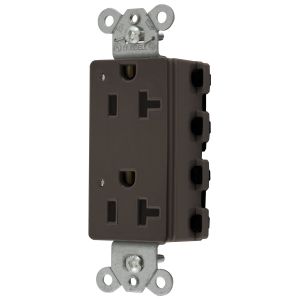 HUBBELL WIRING DEVICE-KELLEMS SNAP2162L Style Line Receptacle, 20A 125V, 2-P 3-W Grounding, 5-20R, Nylon, Brown | CE6QDP
