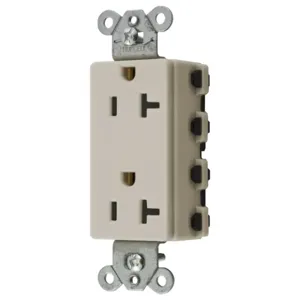 HUBBELL WIRING DEVICE-KELLEMS SNAP2162LANA Style Line Receptacle, 20A 125V, 2-P 3-W Grounding, 5-20R, Nylon, Light Almond | BD3URA