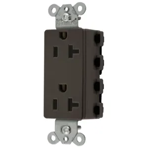 HUBBELL WIRING DEVICE-KELLEMS SNAP2162NA Style Line Receptacle, 20A 125V, 2-P 3-W Grounding, 5-20R, Nylon, Brown | BD4AFL