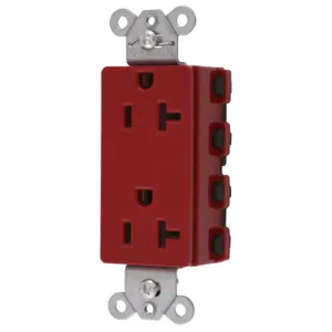 HUBBELL WIRING DEVICE-KELLEMS SNAP2162RA Style Line Receptacle, 20A 125V, 2-P 3-W Grounding, 5-20R, Nylon, Red | CE6QDT