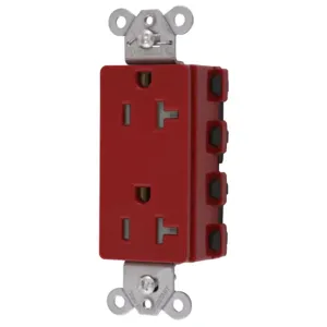 HUBBELL WIRING DEVICE-KELLEMS SNAP2162RTRA Style Line Receptacle, 20A 125V, 2-P 3-W Grounding, 5-20R, Nylon, Red | BD4KPB