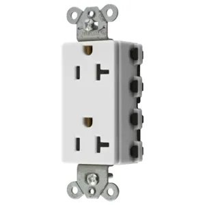 HUBBELL WIRING DEVICE-KELLEMS SNAP2162WNA Style Line Receptacle, 20A 125V, 2-P 3-W Grounding, 5-20R, Nylon, White | BD4CHJ