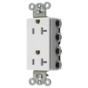 HUBBELL WIRING DEVICE-KELLEMS SNAP2162WTRA Style Line Receptacle, 20A 125V, 2-P 3-W Grounding, 5-20R, Nylon, White | BD4QLA