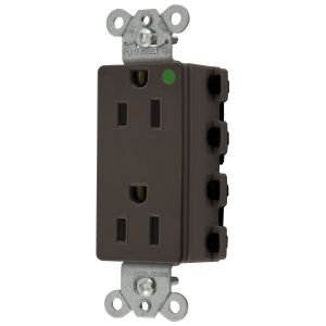HUBBELL WIRING DEVICE-KELLEMS SNAP2172NA Style Line Receptacle, 15A 125V, 2-P 3-W Grounding, 5-15R, Nylon, Brown | BD4PBE