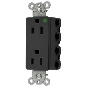 HUBBELL WIRING DEVICE-KELLEMS SNAP2172BKA Style Line Receptacle, 15A 125V, 2-P 3-W Grounding, 5-15R, Nylon, Black | CE6QDY