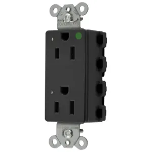 HUBBELL WIRING DEVICE-KELLEMS SNAP2172BKL Style Line Receptacle, 15A 125V, 2-P 3-W Grounding, 5-15R, Nylon, Black | CE6QDZ