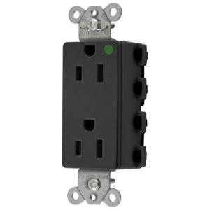 HUBBELL WIRING DEVICE-KELLEMS SNAP2172BKNA Style Line Receptacle, 15A 125V, 2-P 3-W Grounding, 5-15R, Nylon, Black | BD4MJU