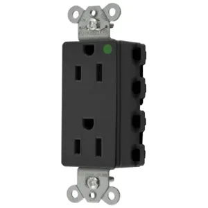 HUBBELL WIRING DEVICE-KELLEMS SNAP2172BKA Style Line Receptacle, 15A 125V, 2-P 3-W Grounding, 5-15R, Nylon, Black | CE6QDY