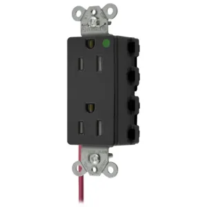 HUBBELL WIRING DEVICE-KELLEMS SNAP2172BKSCTRA Style Line Receptacle, 15A 125V, 2-P 3-W Grounding, 5-15R, Nylon, Black | BD4MJV