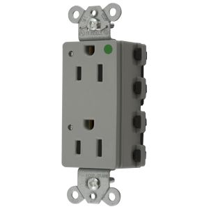 HUBBELL WIRING DEVICE-KELLEMS SNAP2172GYL Style Line Receptacle, 15A 125V, 2-P 3-W Grounding, 5-15R, Nylon, Gray | CE6QEB