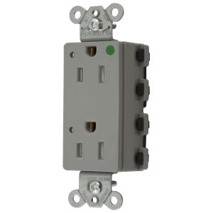 HUBBELL WIRING DEVICE-KELLEMS SNAP2172GYLTRA Style Line Receptacle, 15A 125V, 2-P 3-W Grounding, 5-15R, Nylon, Gray | BD4PBD