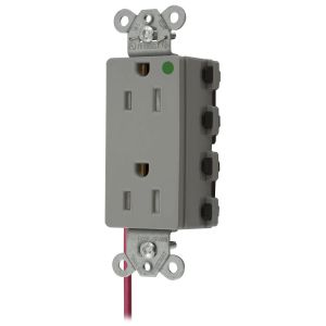 HUBBELL WIRING DEVICE-KELLEMS SNAP2172GYSCTRA Style Line Receptacle, 15A 125V, 2-P 3-W Grounding, 5-15R, Nylon, Gray | BD4PHQ