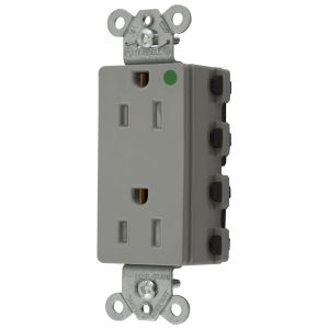 HUBBELL WIRING DEVICE-KELLEMS SNAP2172GYTRA Style Line Receptacle, 15A 125V, 2-P 3-W Grounding, 5-15R, Nylon, Gray | BD4NBH