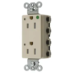 HUBBELL WIRING DEVICE-KELLEMS SNAP2172ILTRA Style Line Receptacle, 15A 125V, 2-P 3-W Grounding, 5-15R, Nylon, Ivory | BD4PKD