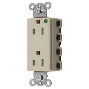 HUBBELL WIRING DEVICE-KELLEMS SNAP2172ITRA Style Line Receptacle, 15A 125V, 2-P 3-W Grounding, 5-15R, Nylon, Ivory | BD4GAR
