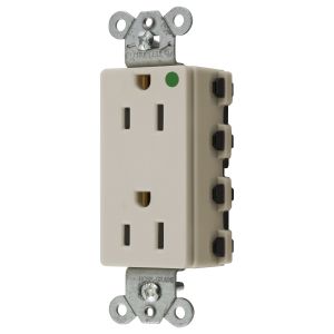 HUBBELL WIRING DEVICE-KELLEMS SNAP2172LANA Style Line Receptacle, 15A 125V, 2-P 3-W Grounding, 5-15R, Nylon, Light Almond | BD4GAT