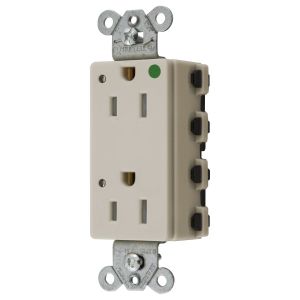 HUBBELL WIRING DEVICE-KELLEMS SNAP2172LALTRA Style Line Receptacle, 15A 125V, 2-P 3-W Grounding, 5-15R, Nylon, Light Almond | BD4MJX
