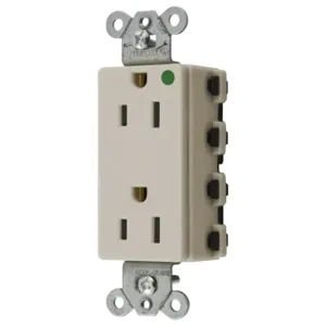 HUBBELL WIRING DEVICE-KELLEMS SNAP2172LAA Style Line Receptacle, 15A 125V, 2-P 3-W Grounding, 5-15R, Nylon, Light Almond | CE6QEG