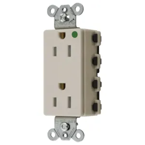 HUBBELL WIRING DEVICE-KELLEMS SNAP2172LATRA Style Line Receptacle, 15A 125V, 2-P 3-W Grounding, 5-15R, Nylon, Light Almond | BD4LJZ