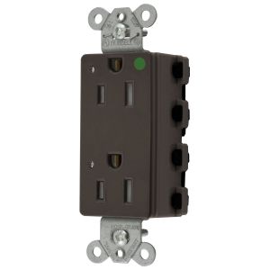 HUBBELL WIRING DEVICE-KELLEMS SNAP2172LTRA Style Line Receptacle, 15A 125V, 2-P 3-W Grounding, 5-15R, Nylon, Brown | BD4DME