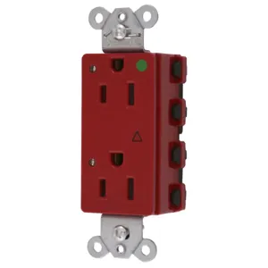 HUBBELL WIRING DEVICE-KELLEMS SNAP2172RIGL Style Line Receptacle, 15A 125V, 2-P 3-W Grounding, 5-15R, Nylon, Red | CE6QEK