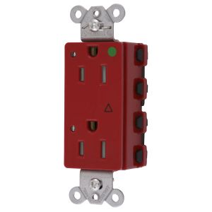 HUBBELL WIRING DEVICE-KELLEMS SNAP2172RIGLTRA Style Line-Buchse, 15 A 125 V, 2-P 3-W-Erdung, 5-15R, Nylon, Rot | BD4EVR