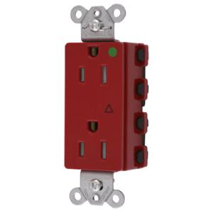 HUBBELL WIRING DEVICE-KELLEMS SNAP2172RIGTRA Style Line Receptacle, 15A 125V, 2-P 3-W Grounding, 5-15R, Nylon, Red | BD4BHF