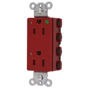 HUBBELL WIRING DEVICE-KELLEMS SNAP2172RL Style Line Receptacle, 15A 125V, 2-P 3-W Grounding, 5-15R, Nylon, Red | CE6QEL