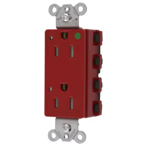 HUBBELL WIRING DEVICE-KELLEMS SNAP2172RLTRA Style Line Receptacle, 15A 125V, 2-P 3-W Grounding, 5-15R, Nylon, Red | BD3WJP