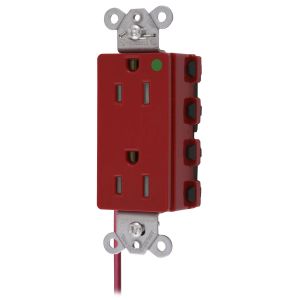 HUBBELL WIRING DEVICE-KELLEMS SNAP2172RSCTRA Style Line Receptacle, 15A 125V, 2-P 3-W Grounding, 5-15R, Nylon, Red | BD4NNV
