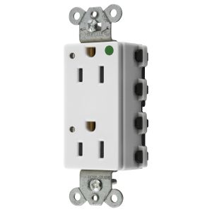 HUBBELL WIRING DEVICE-KELLEMS SNAP2172WL Style Line Receptacle, 15A 125V, 2-P 3-W Grounding, 5-15R, Nylon, White | CE6QEN