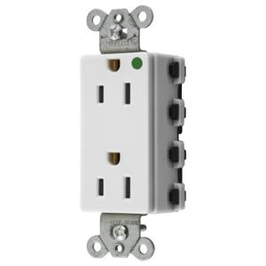 HUBBELL WIRING DEVICE-KELLEMS SNAP2172WNA Style Line Receptacle, 15A 125V, 2-P 3-W Grounding, 5-15R, Nylon, White | BD4NNW