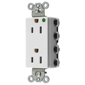 HUBBELL WIRING DEVICE-KELLEMS SNAP2172WA Style Line Receptacle, 15A 125V, 2-P 3-W Grounding, 5-15R, Nylon, White | CE6QEM