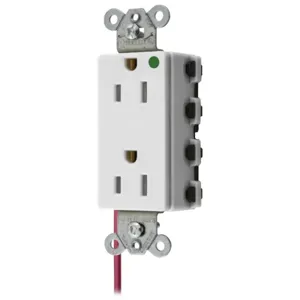 HUBBELL WIRING DEVICE-KELLEMS SNAP2172WSCTRA Style Line Receptacle, 15A 125V, 2-P 3-W Grounding, 5-15R, Nylon, White | BD4GAU