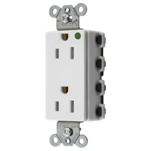 HUBBELL WIRING DEVICE-KELLEMS SNAP2172WTRA Receptacle, Commercial, Standard Duplex, Flush Mount, 15A, 125V AC, White | BD4EVT 49YK91