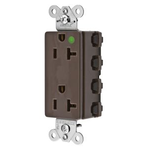 HUBBELL WIRING DEVICE-KELLEMS SNAP2182A Style Line Receptacle, 20A 125V, 2-P 3-W Grounding, 5-20R, Nylon, Brown | CE6QEP