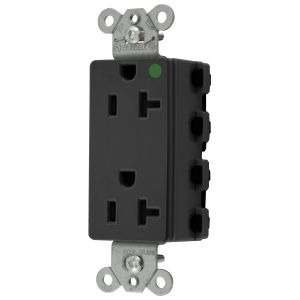 HUBBELL WIRING DEVICE-KELLEMS SNAP2182BKA Style Line Receptacle, 20A 125V, 2-P 3-W Grounding, 5-20R, Nylon, Black | CE6QEQ
