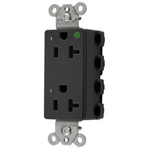 HUBBELL WIRING DEVICE-KELLEMS SNAP2182BKL Style Line Receptacle, 20A 125V, 2-P 3-W Grounding, 5-20R, Nylon, Black | CE6QER