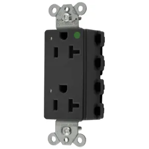 HUBBELL WIRING DEVICE-KELLEMS SNAP2182BKL Style Line Receptacle, 20A 125V, 2-P 3-W Grounding, 5-20R, Nylon, Black | CE6QER