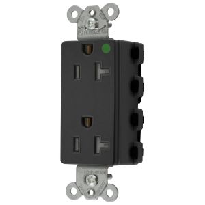 HUBBELL WIRING DEVICE-KELLEMS SNAP2182BKTRA Style Line Receptacle, 20A 125V, 2-P 3-W Grounding, 5-20R, Nylon, Black | BD4EVU