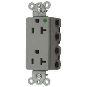 HUBBELL WIRING DEVICE-KELLEMS SNAP2182GYA Style Line Receptacle, 20A 125V, 2-P 3-W Grounding, 5-20R, Nylon, Gray | CE6QEU