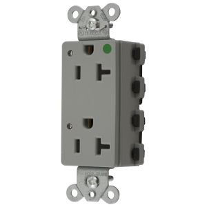 HUBBELL WIRING DEVICE-KELLEMS SNAP2182GYL Style Line Receptacle, 20A 125V, 2-P 3-W Grounding, 5-20R, Nylon, Gray | CE6QEV