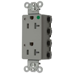 HUBBELL WIRING DEVICE-KELLEMS SNAP2182GYLTRA Style Line Receptacle, 20A 125V, 2-P 3-W Grounding, 5-20R, Nylon, Gray | BD4LKA