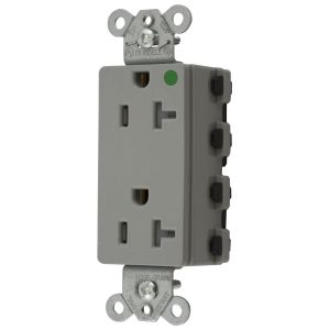HUBBELL WIRING DEVICE-KELLEMS SNAP2182GYTRA Style Line Receptacle, 20A 125V, 2-P 3-W Grounding, 5-20R, Nylon, Gray | BD4LKC