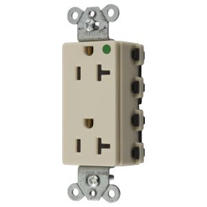 HUBBELL WIRING DEVICE-KELLEMS SNAP2182INA Style Line Receptacle, 20A 125V, 2-P 3-W Grounding, 5-20R, Nylon, Ivory | BD4GAW