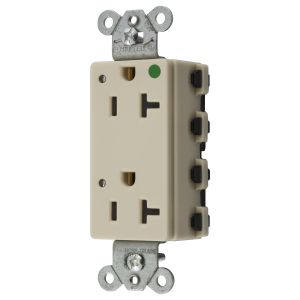 HUBBELL WIRING DEVICE-KELLEMS SNAP2182IL Style Line Receptacle, 20A 125V, 2-P 3-W Grounding, 5-20R, Nylon, Ivory | CE6QEX