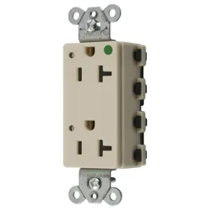 HUBBELL WIRING DEVICE-KELLEMS SNAP2182IL Style Line Receptacle, 20A 125V, 2-P 3-W Grounding, 5-20R, Nylon, Ivory | CE6QEX