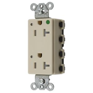 HUBBELL WIRING DEVICE-KELLEMS SNAP2182ILTRA Receptacle, Commercial, Standard Duplex, Flush Mount, 20A, 125V AC, Ivory | BD4QCV 49YL31