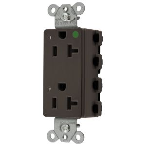 HUBBELL WIRING DEVICE-KELLEMS SNAP2182L Style Line Receptacle, 20A 125V, 2-P 3-W Grounding, 5-20R, Nylon, Brown | CE6QEY